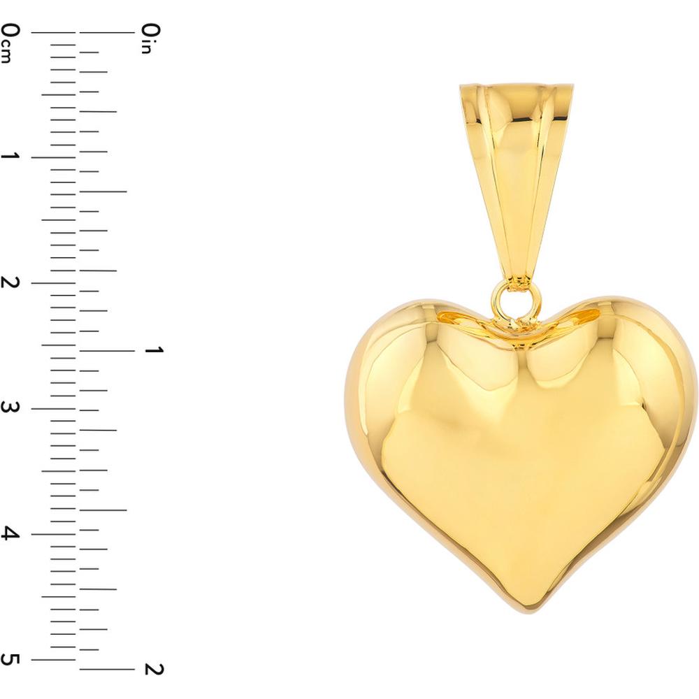 Olas d'Oro - 14K Yellow Gold Medium Puffed Heart Pendant - 3.20g Average Weight