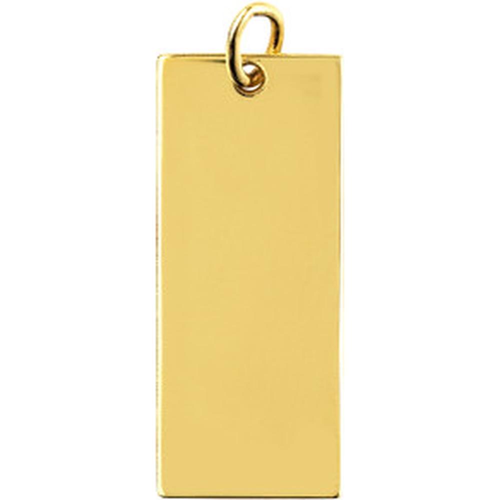 Olas d'Oro - 14K Yellow Gold Medium Rectangular Engravable Charm - 25mm x 10.6mm
