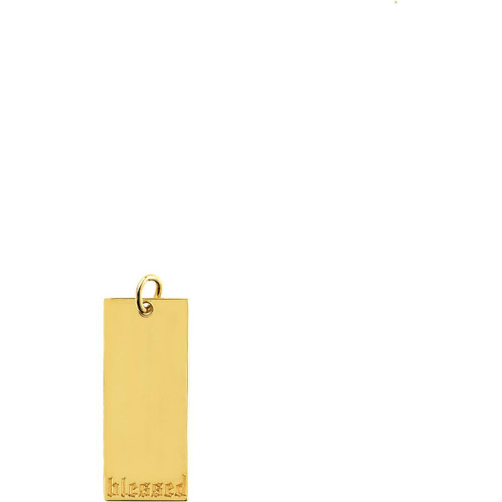 Olas d'Oro - 14K Yellow Gold Medium Rectangular Engravable Charm - 25mm x 10.6mm
