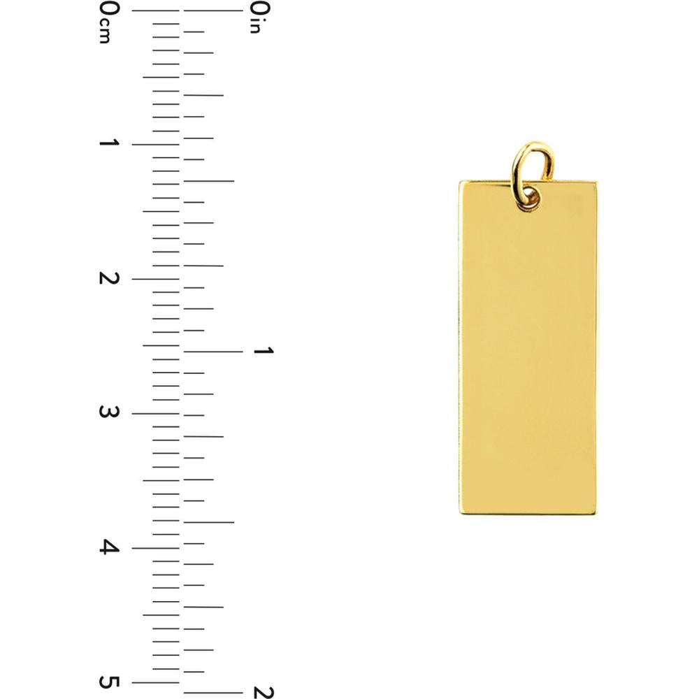 Olas d'Oro - 14K Yellow Gold Medium Rectangular Engravable Charm - 25mm x 10.6mm