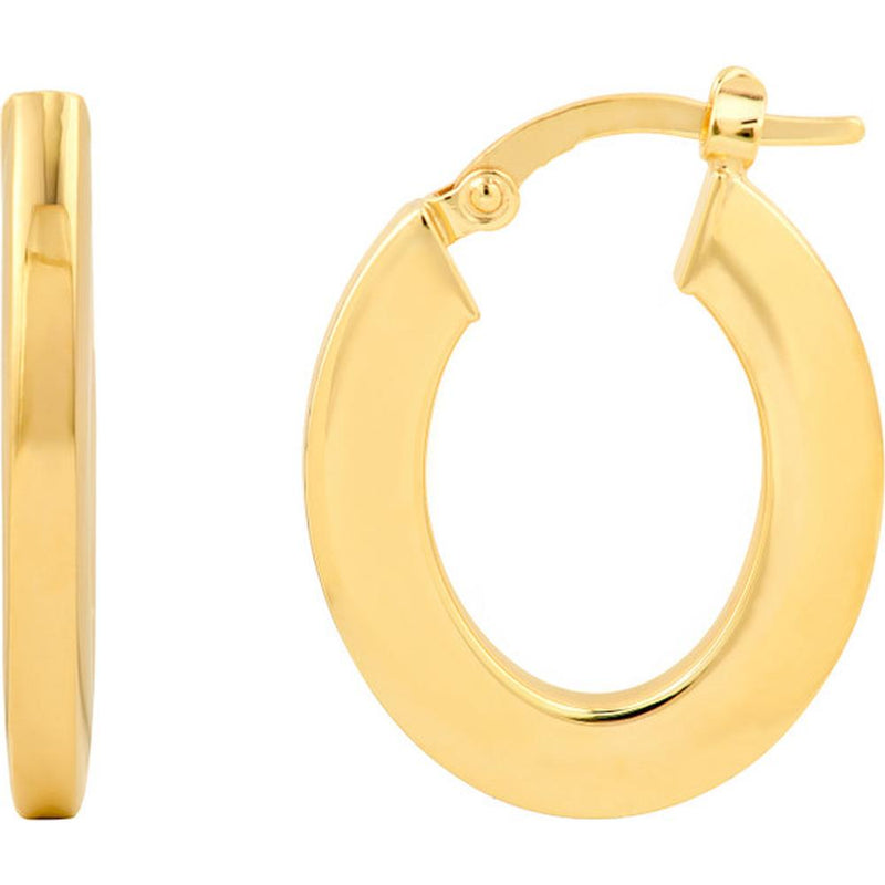 Olas d'Oro - 14K Yellow Gold Medium Rectangular Tube Oval Shape Hoop Earrings  1.95g