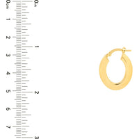 Olas d'Oro - 14K Yellow Gold Medium Rectangular Tube Oval Shape Hoop Earrings  1.95g