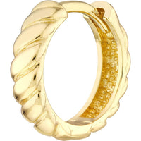 Olas d'Oro - 14K Yellow Gold Medium Ribbed Polished Huggie Hoops - 2.30g Total Weight