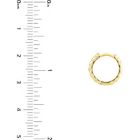 Olas d'Oro - 14K Yellow Gold Medium Ribbed Polished Huggie Hoops - 2.30g Total Weight