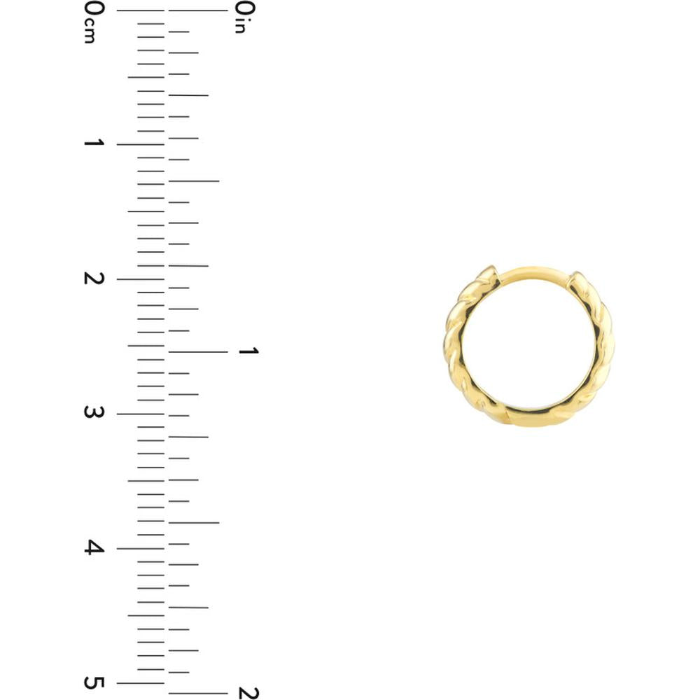 Olas d'Oro - 14K Yellow Gold Medium Ribbed Polished Huggie Hoops - 2.30g Total Weight