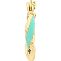 Olas d'Oro - 14K Yellow Gold Medium Turquoise Enamel Twist Hoop Earrings