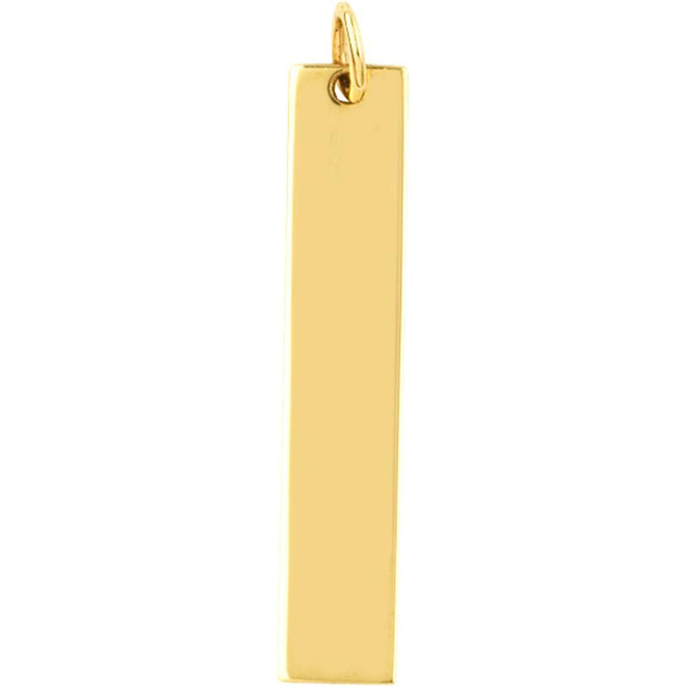 Olas d'Oro - 14K Yellow Gold Medium Vertical Bar Engravable Charm Pendant