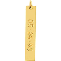 Olas d'Oro - 14K Yellow Gold Medium Vertical Bar Engravable Charm Pendant