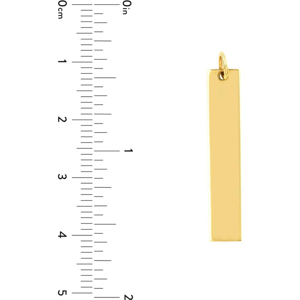 Olas d'Oro - 14K Yellow Gold Medium Vertical Bar Engravable Charm Pendant