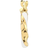 Olas d'Oro - 14K Yellow Gold Medium White Enamel Round Twist Hoops - 1.10g