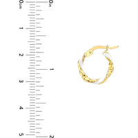 Olas d'Oro - 14K Yellow Gold Medium White Enamel Round Twist Hoops - 1.10g