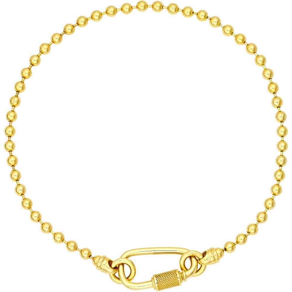 Olas d'Oro - 14K Yellow Gold Men's Oval Twist Barrel Lock Bead Bracelet - 9.40g