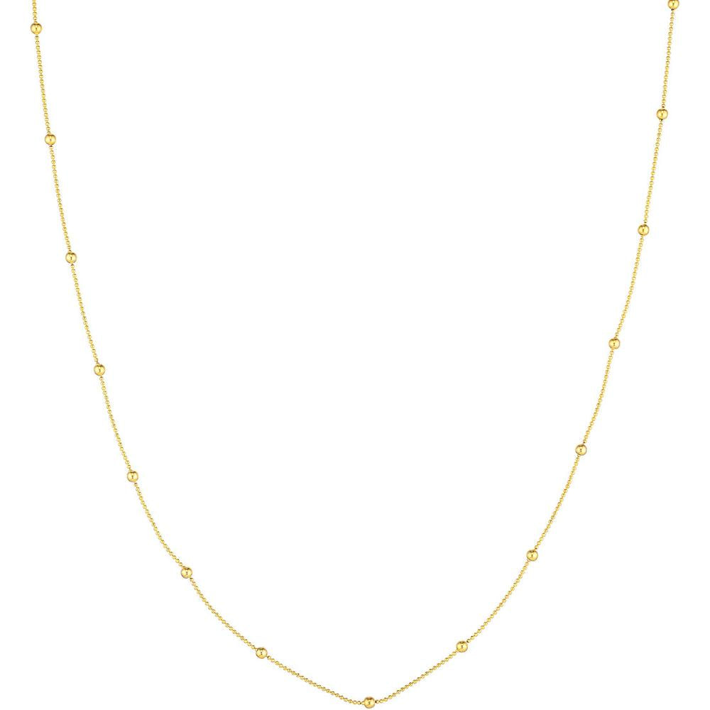 Olas d'Oro - 14K Yellow Gold Mini Ball Station Bead Chain Necklace - 17'' Length