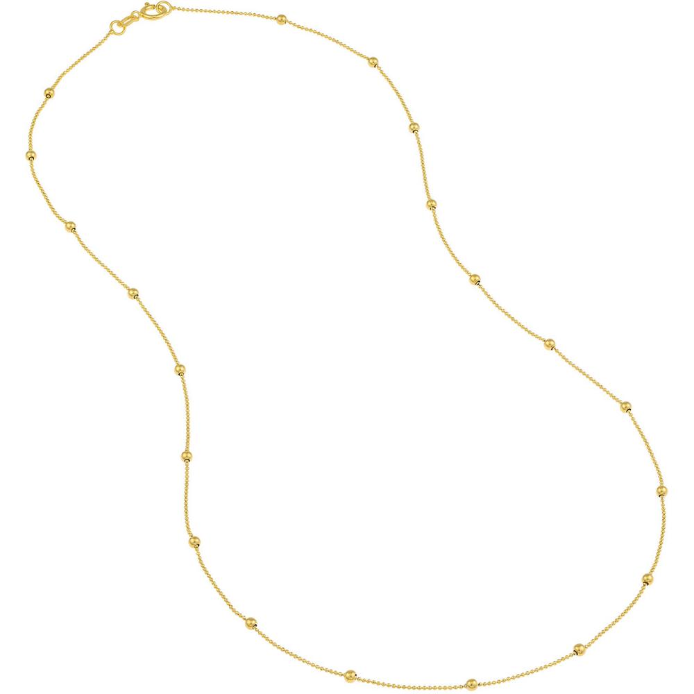 Olas d'Oro - 14K Yellow Gold Mini Ball Station Bead Chain Necklace - 17'' Length