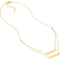 Olas d'Oro - 14K Yellow Gold Mini Bar Layered Duo Adjustable Necklace - 3.45g
