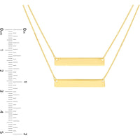 Olas d'Oro - 14K Yellow Gold Mini Bar Layered Duo Adjustable Necklace - 3.45g