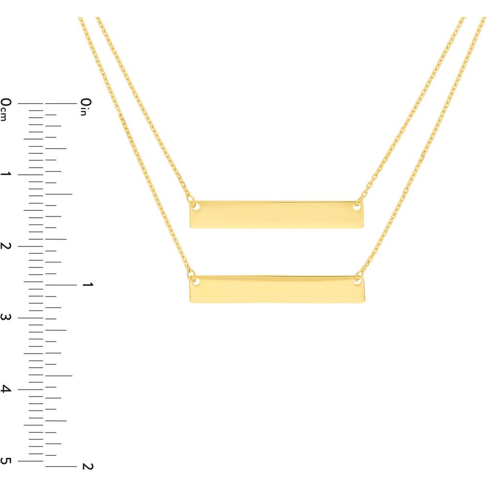 Olas d'Oro - 14K Yellow Gold Mini Bar Layered Duo Adjustable Necklace - 3.45g