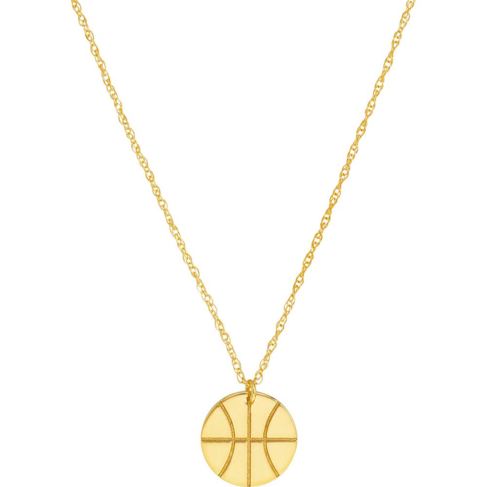 Olas d'Oro - 14K Yellow Gold Mini Basketball Adjustable Necklace with Spring Ring Clasp
