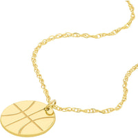 Olas d'Oro - 14K Yellow Gold Mini Basketball Adjustable Necklace with Spring Ring Clasp