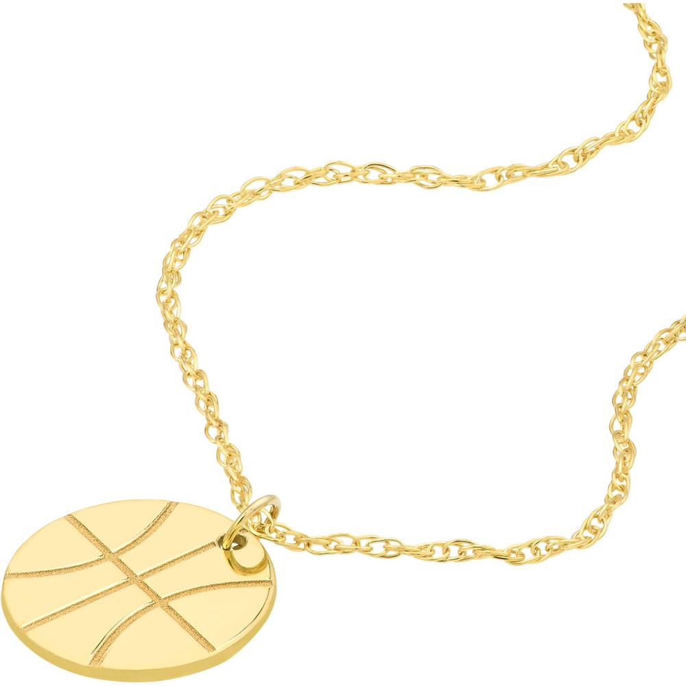 Olas d'Oro - 14K Yellow Gold Mini Basketball Adjustable Necklace with Spring Ring Clasp