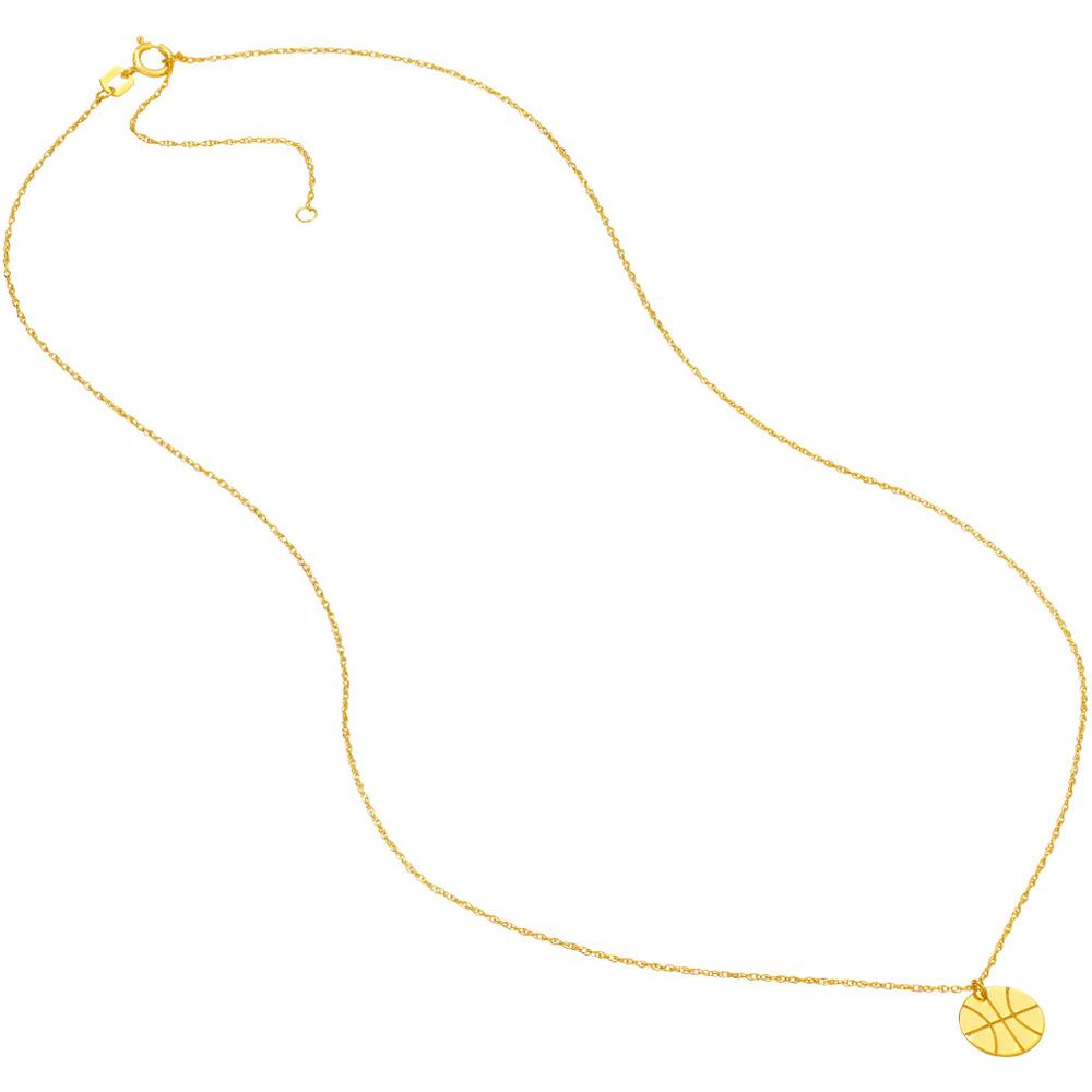 Olas d'Oro - 14K Yellow Gold Mini Basketball Adjustable Necklace with Spring Ring Clasp