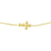 Olas d'Oro - 14K Yellow Gold Mini Beaded Cross Bolo Bracelet for Women