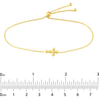 Olas d'Oro - 14K Yellow Gold Mini Beaded Cross Bolo Bracelet for Women