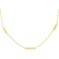 Olas d'Oro - 14K Yellow Gold Mini Block Nameplate Station Necklace with Adjustable Chain - Personalized Custom Name Design