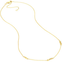 Olas d'Oro - 14K Yellow Gold Mini Block Nameplate Station Necklace with Adjustable Chain - Personalized Custom Name Design