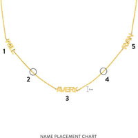 Olas d'Oro - 14K Yellow Gold Mini Block Nameplate Station Necklace with Adjustable Chain - Personalized Custom Name Design