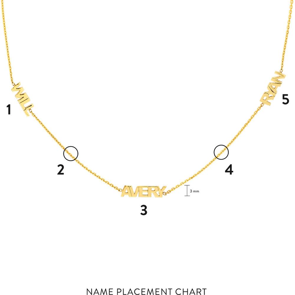 Olas d'Oro - 14K Yellow Gold Mini Block Nameplate Station Necklace with Adjustable Chain - Personalized Custom Name Design