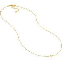 Olas d'Oro - 14K Yellow Gold Mini Cross Adjustable Pendant Necklace - Graceful Spiritual Design