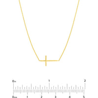 Olas d'Oro - 14K Yellow Gold Mini Cross Adjustable Pendant Necklace - Graceful Spiritual Design