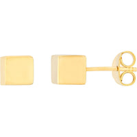 Olas d'Oro - 14K Yellow Gold Mini Cube Stud Earrings - 1.45g Total Weight