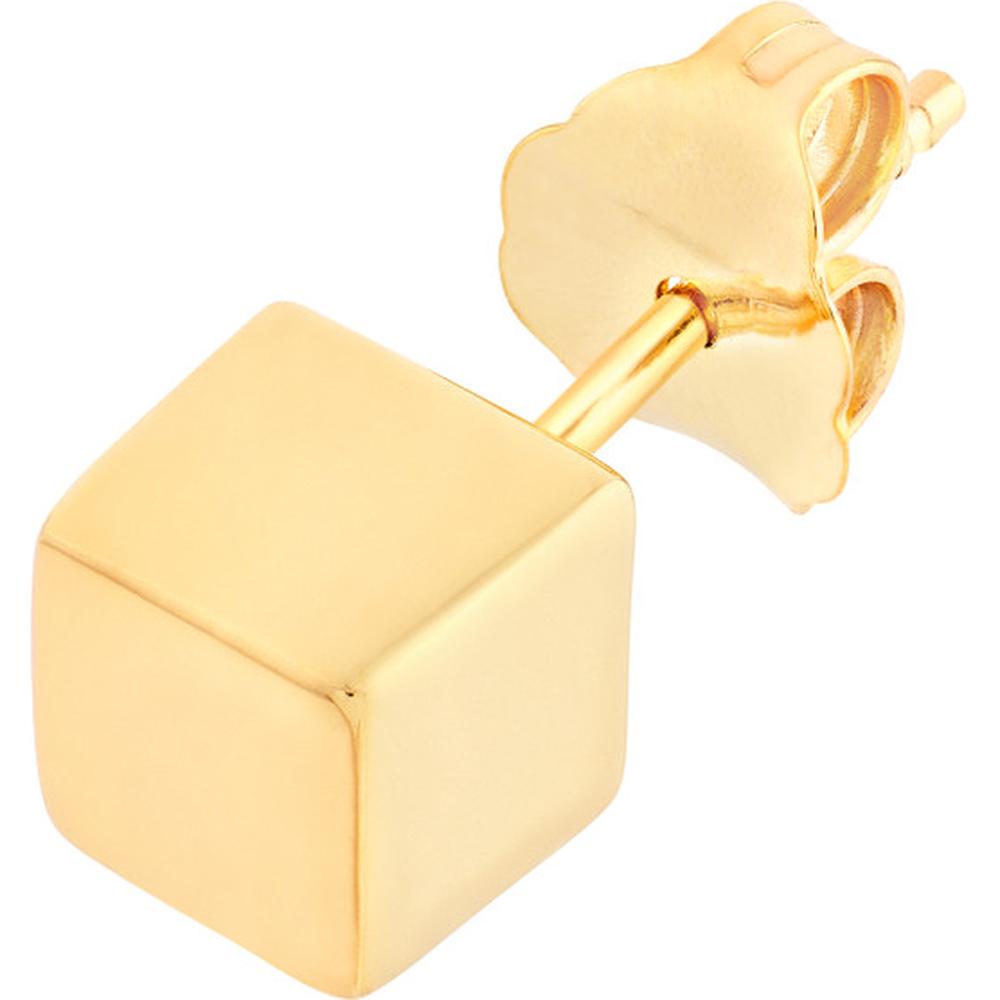 Olas d'Oro - 14K Yellow Gold Mini Cube Stud Earrings - 1.45g Total Weight