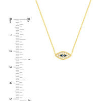 Olas d'Oro - 14K Yellow Gold Mini CZ Evil Eye Adjustable Necklace - Protective Talisman Pendant