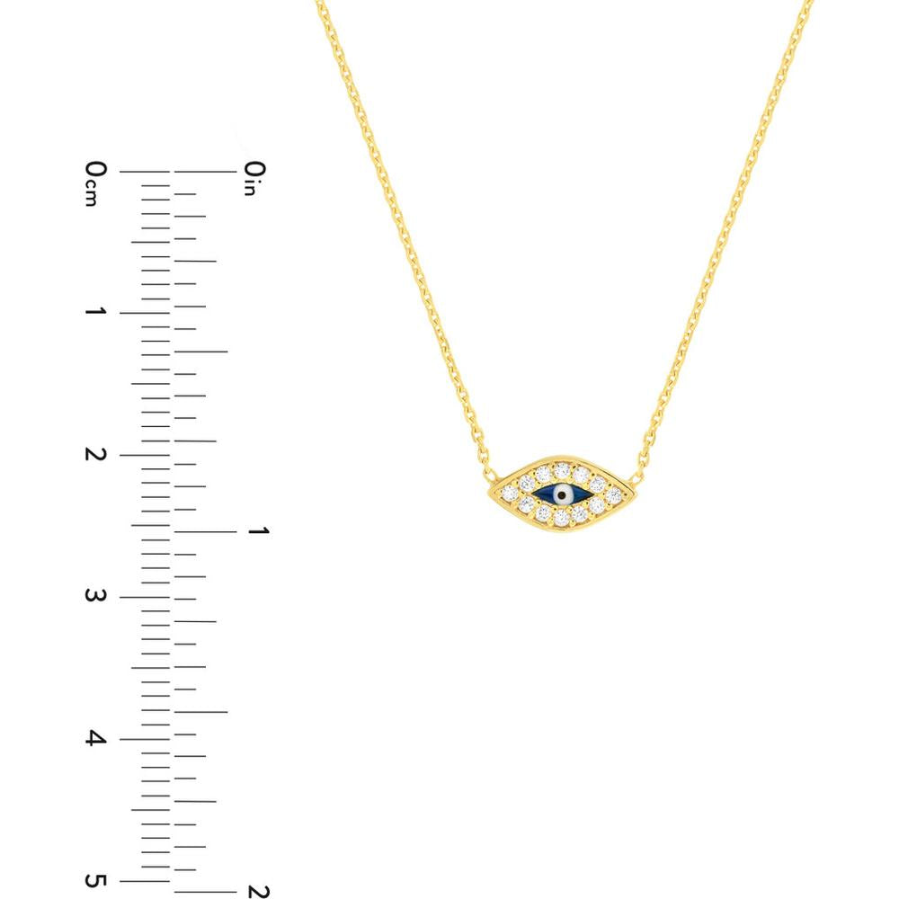 Olas d'Oro - 14K Yellow Gold Mini CZ Evil Eye Adjustable Necklace - Protective Talisman Pendant