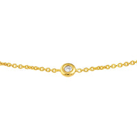 Olas d'Oro - 14K Yellow Gold Mini Diamond Bezel Bolo Bracelet - 0.03 Carat Total Diamond Weight