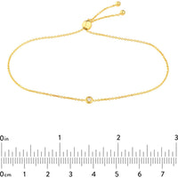 Olas d'Oro - 14K Yellow Gold Mini Diamond Bezel Bolo Bracelet - 0.03 Carat Total Diamond Weight
