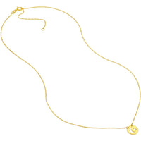 Olas d'Oro - 14K Yellow Gold Mini Disc Necklace with Cutout Moon and Star Pendant