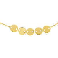 Olas d'Oro - 14K Yellow Gold Mini Disc Quintet Adjustable Choker Necklace  2.48g