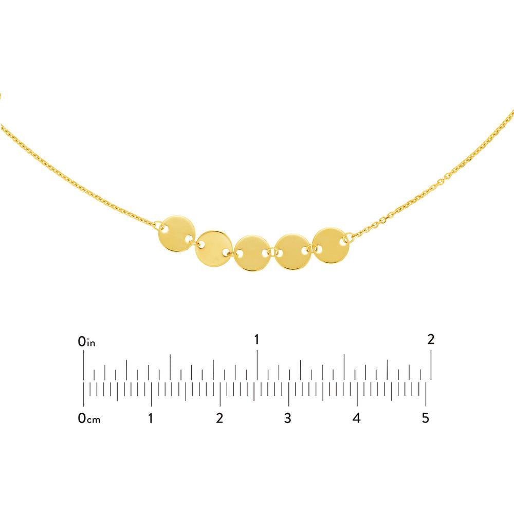 Olas d'Oro - 14K Yellow Gold Mini Disc Quintet Adjustable Choker Necklace  2.48g
