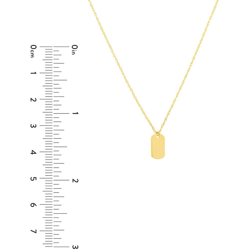 Olas d'Oro - 14K Yellow Gold Mini Dog Tag Adjustable Pendant Necklace Customizable Engraved Option