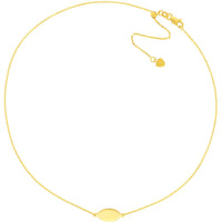 Olas d'Oro - 14K Yellow Gold Mini Engravable Oval Plate Adjustable Choker Necklace