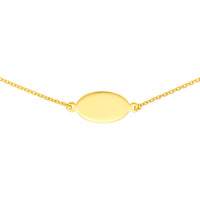 Olas d'Oro - 14K Yellow Gold Mini Engravable Oval Plate Adjustable Choker Necklace