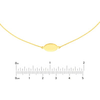 Olas d'Oro - 14K Yellow Gold Mini Engravable Oval Plate Adjustable Choker Necklace