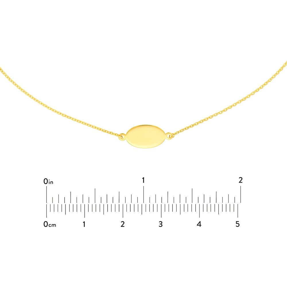Olas d'Oro - 14K Yellow Gold Mini Engravable Oval Plate Adjustable Choker Necklace