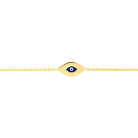 Olas d'Oro - 14K Yellow Gold Mini Evil Eye Adjustable Bracelet with Lobster Clasp Closure