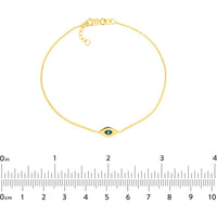 Olas d'Oro - 14K Yellow Gold Mini Evil Eye Adjustable Bracelet with Lobster Clasp Closure