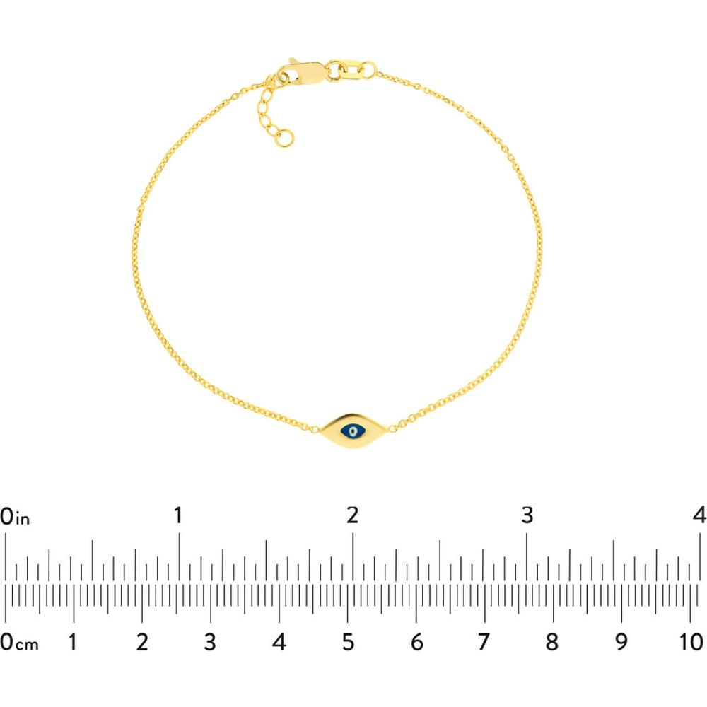 Olas d'Oro - 14K Yellow Gold Mini Evil Eye Adjustable Bracelet with Lobster Clasp Closure